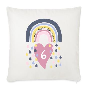 Rainbow 6th Birthday Enfants - Housse de coussin décorative 45 x 45 cm - blanc nature - Devant