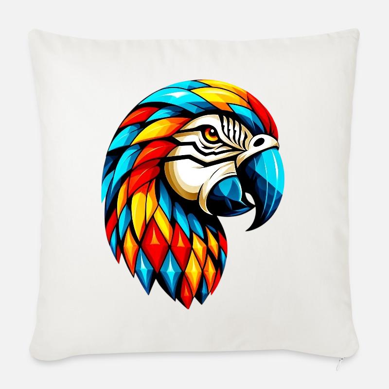 Harlekin Papagei - Sofakissenbezug 45 x 45 cm - Naturweiß 