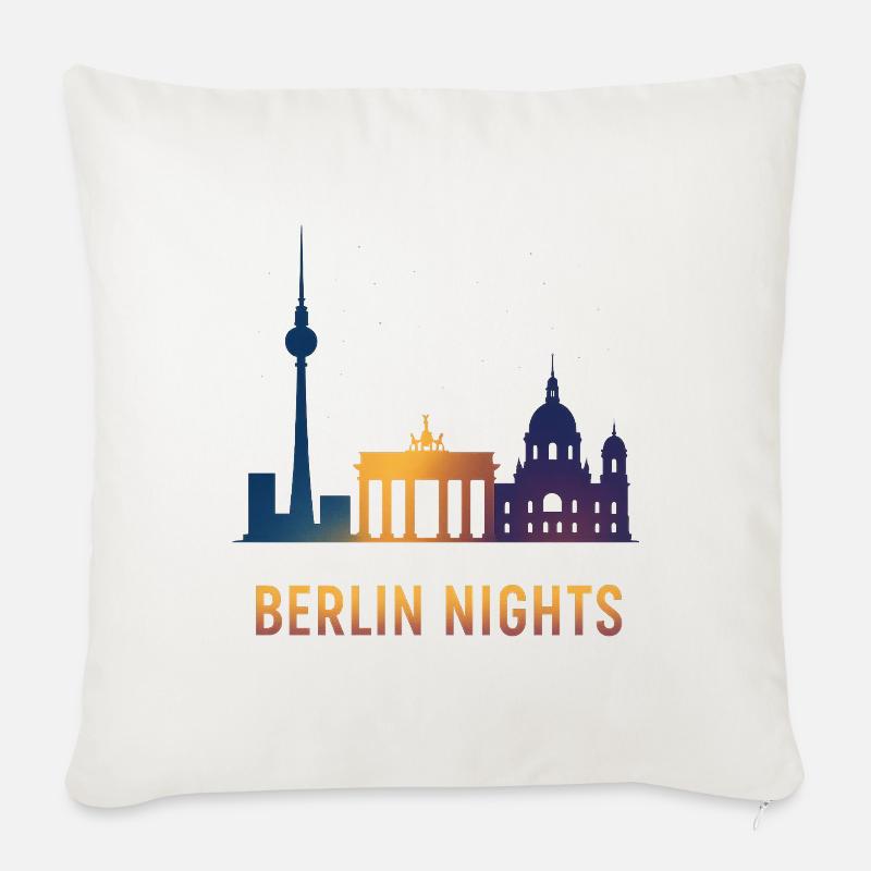 Berlin Nights Skyline - Sofakissenbezug 45 x 45 cm - Naturweiß 