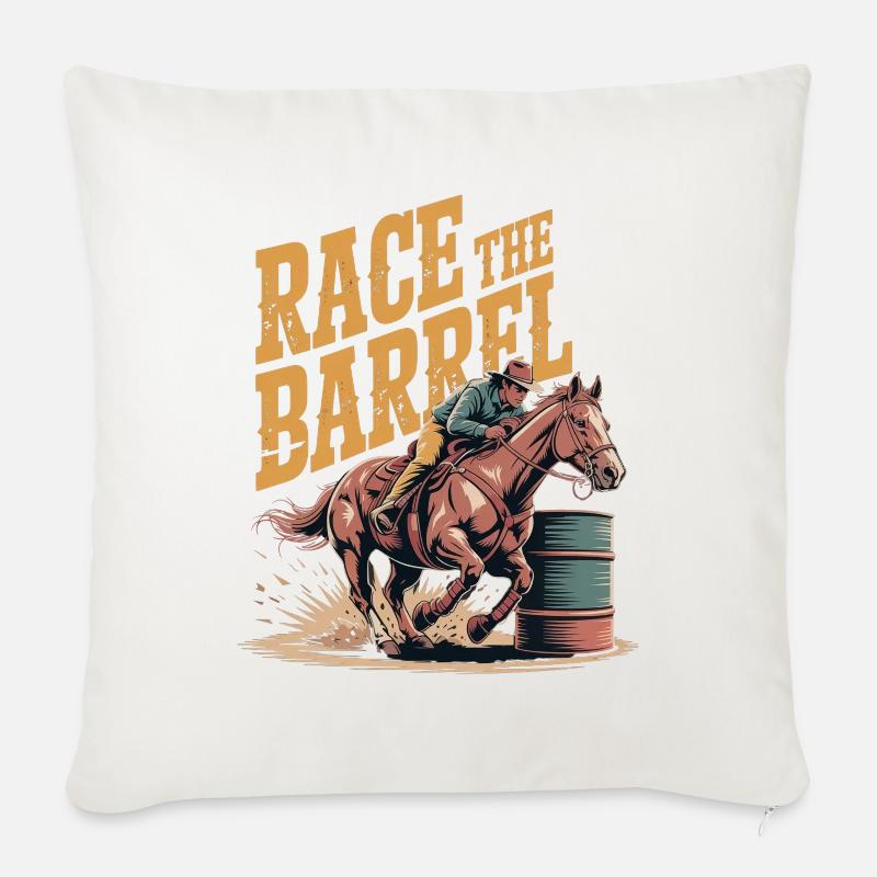 Rodeo Barrel Sprint - Sofakissenbezug 45 x 45 cm - Naturweiß 