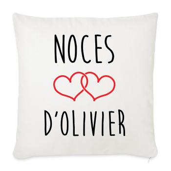 Noces d'Olivier 59 ans de mariage - Housse de coussin décorative 45 x 45 cm - blanc nature - Devant