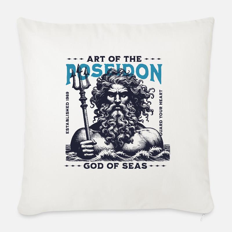 Poseidon Meeresgott  - Sofakissenbezug 45 x 45 cm - Naturweiß 