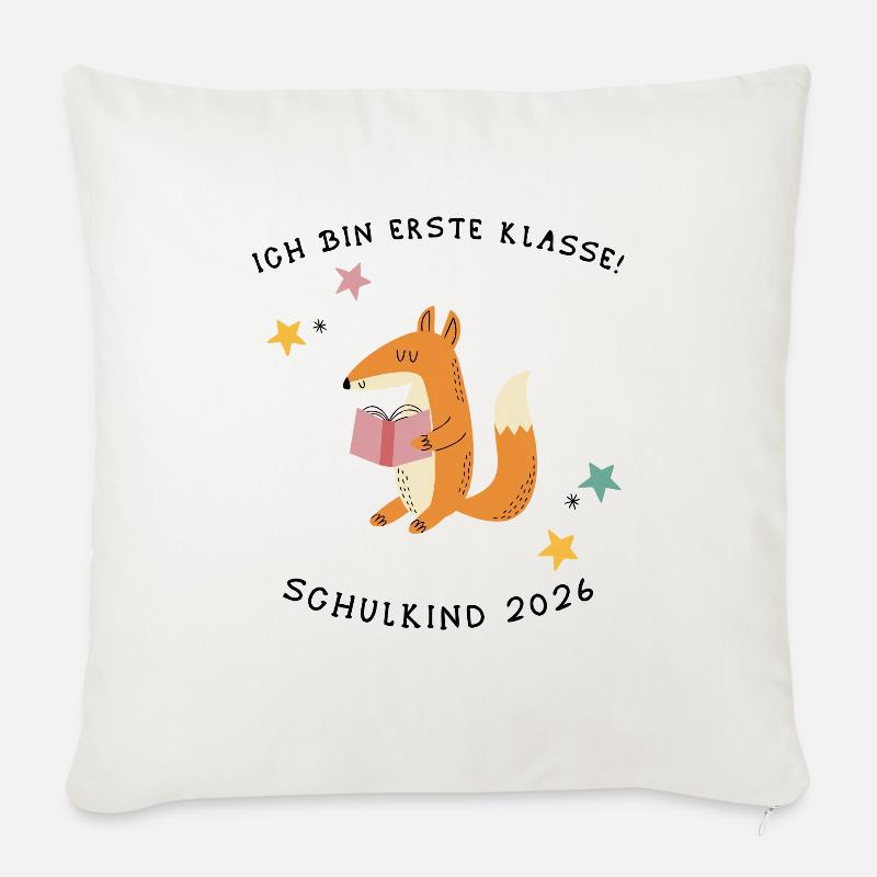 Schulkind 2026 Shirt Geschenk - Sofakissenbezug 45 x 45 cm - Naturweiß 