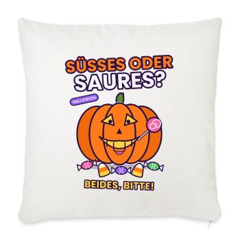 Halloween- Süßes oder Saures Halloween? Beides! - Sofakissenbezug 45 x 45 cm - Naturweiß  - Vorne