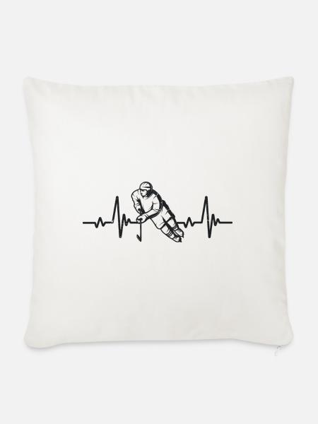 Heartbeat Hockey | Hockey Geschenk - Sofakissenbezug 45 x 45 cm - Naturweiß