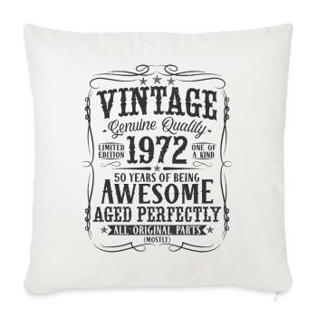 Vintage 1972 Vintage 50 Cadeau d’anniversaire - Housse de coussin décorative 45 x 45 cm - blanc nature - Devant
