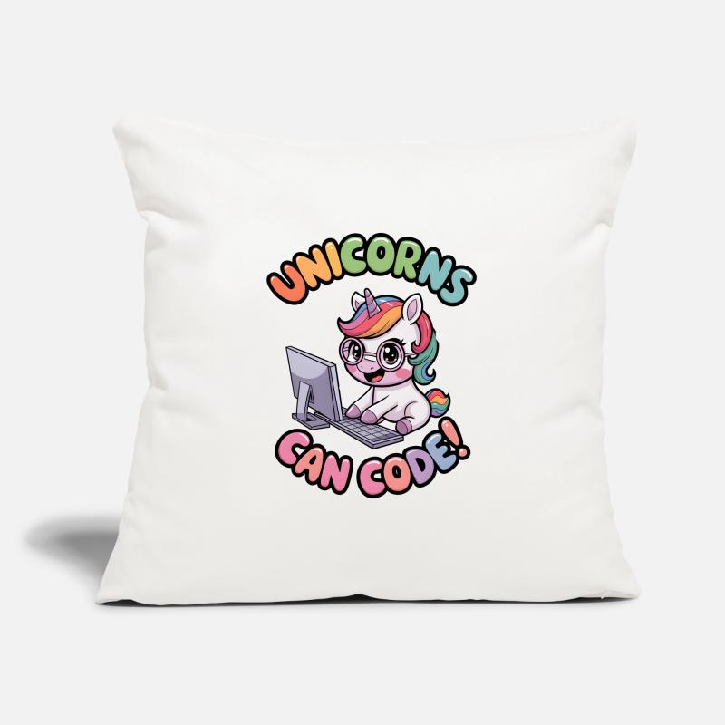 Les licornes peuvent coder ! Housse de coussin décorative 45 x 45 cm