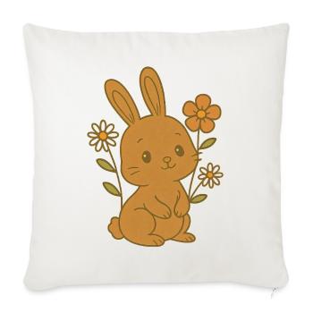 Bunny Bunny Printemps Fleurs Été Jardin de Pâques - Housse de coussin décorative 45 x 45 cm - blanc nature - Devant