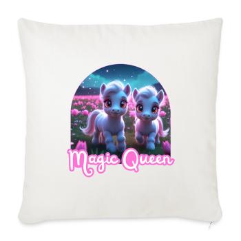 Two Cute Ponies - Magic Queen - Sofa pillowcase 17,3'' x 17,3'' (45 x 45 cm) - natural white - Front