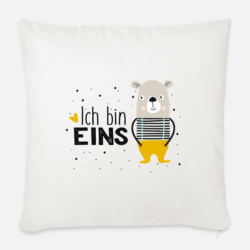 1. Geburtstag, eins, erster, Birthday, Bär - Sofakissenbezug 45 x 45 cm - Naturweiß 