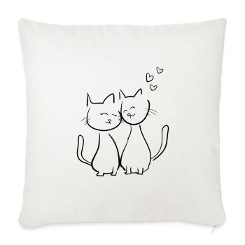 chats amoureux animaux animal symbole cœur amour - Housse de coussin décorative 45 x 45 cm - blanc nature - Devant