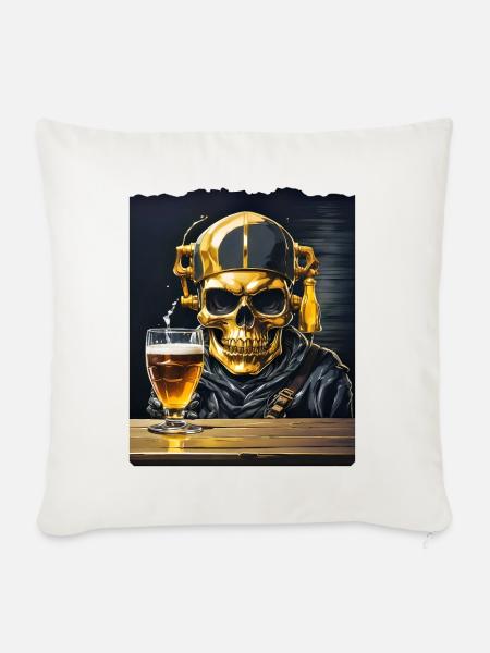 Bier Skull 0.6 - Sofakissenbezug 45 x 45 cm - Naturweiß