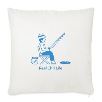 Reel Chill Life Fishing Pun Blue - Sofa pillowcase 17,3'' x 17,3'' (45 x 45 cm) - natural white - Front