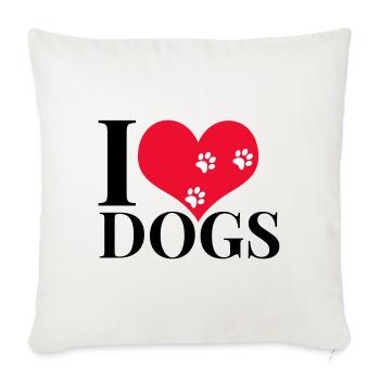 J'aime les chiens - Housse de coussin décorative 45 x 45 cm - blanc nature - Devant