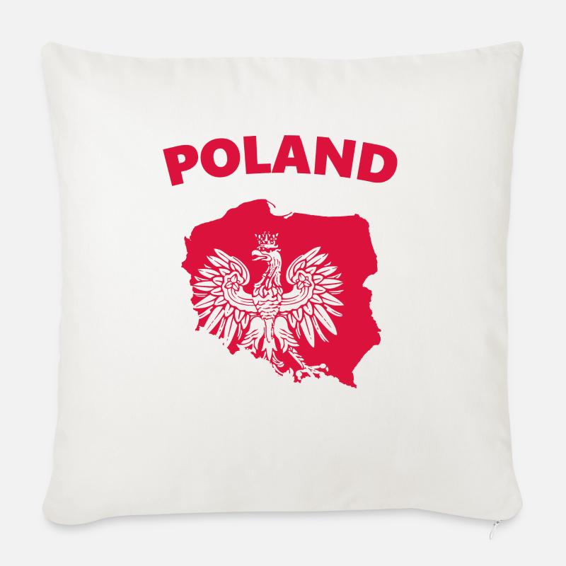 Pologne - Housse de coussin décorative 45 x 45 cm - blanc nature