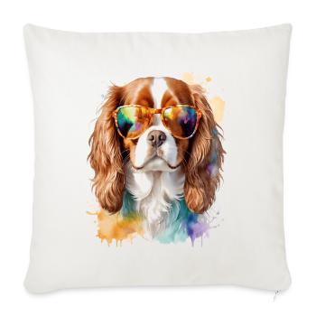 Lunettes de soleil Cavalier King Charles Spaniel Chien - Housse de coussin décorative 45 x 45 cm - blanc nature - Devant
