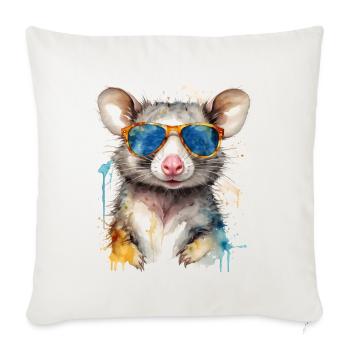 Opossum Sonnenbrille Bunt Tier Design Print - Sofakissenbezug 45 x 45 cm - Naturweiß  - Vorne