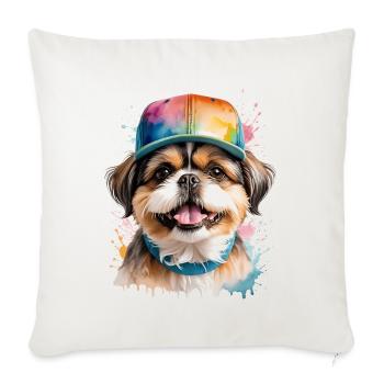 Shih Tzu Snapback Cap Chien Drôle Animal Print - Housse de coussin décorative 45 x 45 cm - blanc nature - Devant