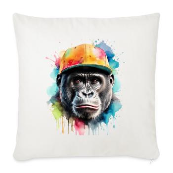 Gorille Snapback Cap Monkey Cool Animal Design Print - Housse de coussin décorative 45 x 45 cm - blanc nature - Devant