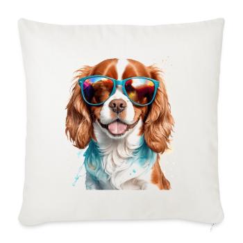 Cavalier King Charles Spaniel Lunettes de soleil Chien - Housse de coussin décorative 45 x 45 cm - blanc nature - Devant