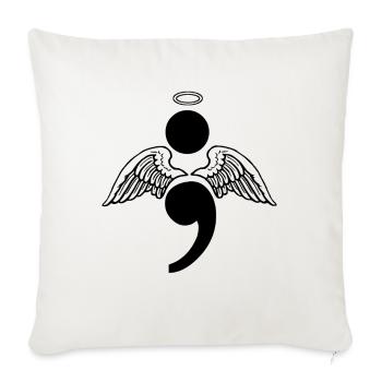 Cadeau de suicide de dépression de point-virgule d'ange - Housse de coussin décorative 45 x 45 cm - blanc nature - Devant