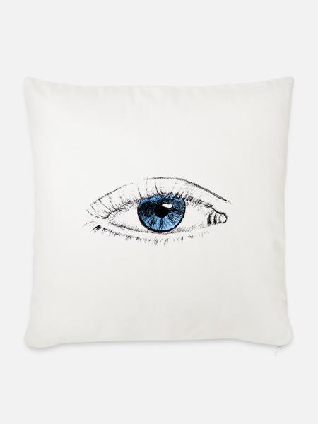 Auge mit blauer Iris - Sofakissenbezug 45 x 45 cm - Naturweiß 