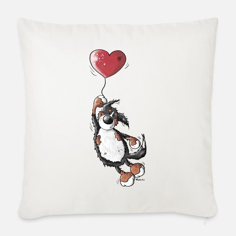Berner Sennenhund Mit Herz - Hund - Sofakissenbezug 45 x 45 cm - Naturweiß 