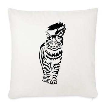 Chat domestique - Chat - Housse de coussin décorative 45 x 45 cm - blanc nature - Devant