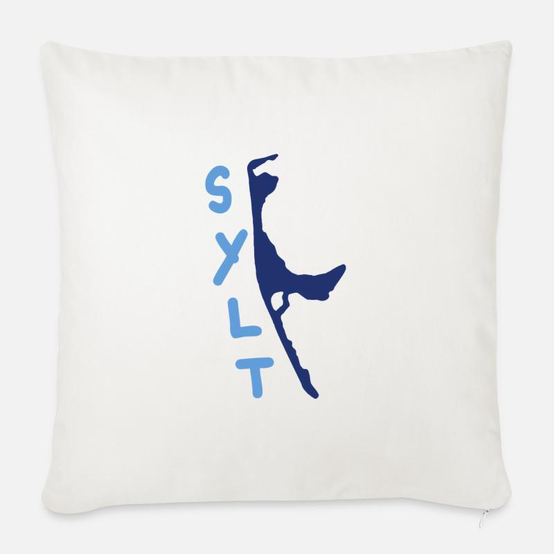 sylt blau mit schriftzug - Sofakissenbezug 45 x 45 cm - Naturweiß 