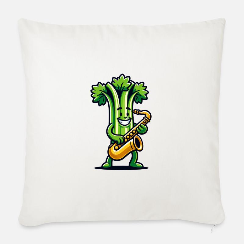 Le céleri Saxy apporte le jazz croquant - Housse de coussin décorative 45 x 45 cm - blanc nature