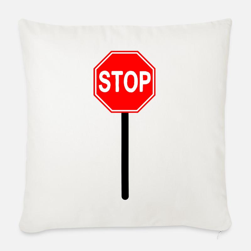 Stop Schild - Sofakissenbezug 45 x 45 cm - Naturweiß 