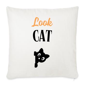Look Cat - Housse de coussin décorative 45 x 45 cm - blanc nature - Devant