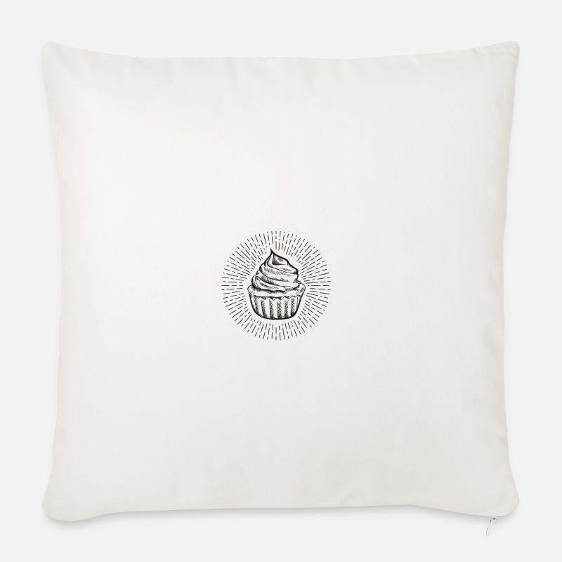 Desserts, Cakes, Muffins, Cherries - Housse de coussin décorative 45 x 45 cm - blanc nature