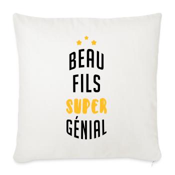 belle-fille / beau-fils / beau fils / belle fille - Housse de coussin décorative 45 x 45 cm - blanc nature - Devant