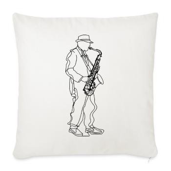 Saxophonspieler Line Art - Sofakissenbezug 45 x 45 cm - Naturweiß  - Vorne