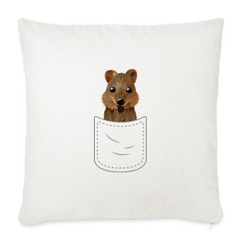 Quokka kangourou mignon poche poitrine - Housse de coussin décorative 45 x 45 cm - blanc nature - Devant