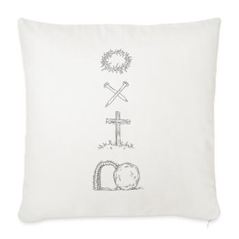 Vom Kreuz zur Auferstehung - Sofakissenbezug 45 x 45 cm - Naturweiß  - Vorne