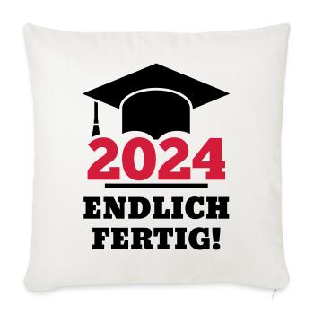 Doktorhut 2024 - Geschenk Studenten Endlich Fertig - Sofakissenbezug 45 x 45 cm - Naturweiß  - Vorne