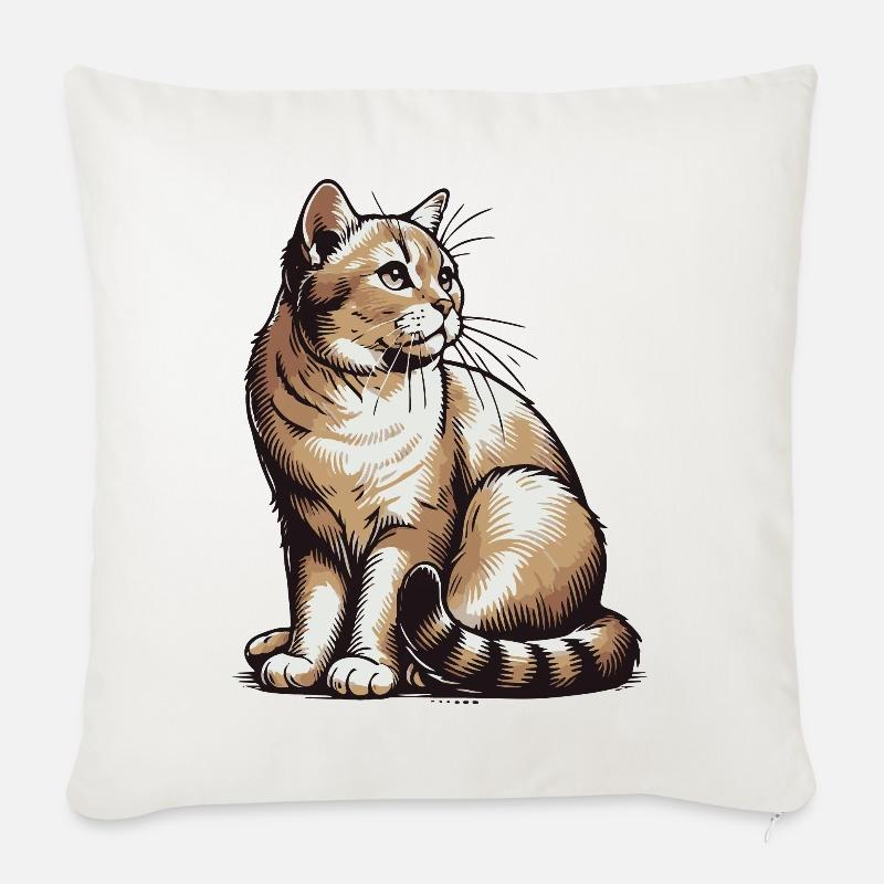 Katze - Sofakissenbezug 45 x 45 cm - Naturweiß 