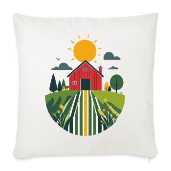 Ferme avec motif d’agriculture de grange rouge - Housse de coussin décorative 45 x 45 cm - blanc nature - Devant