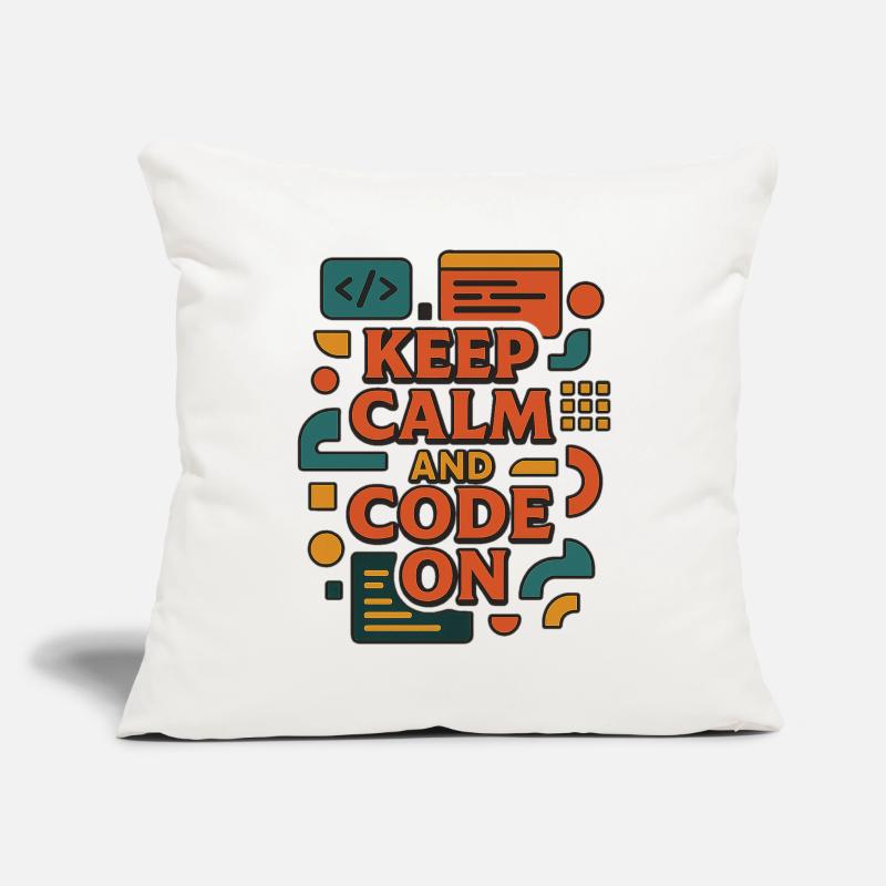 Keep Calm and Code On – Lustiges Coder Shirt Sofakissenbezug 45 x 45 cm