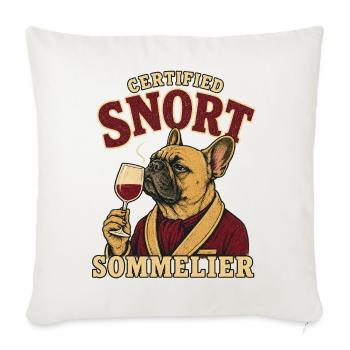 Zertifizierter Snort-Sommelier Französischer Bulldogge - Sofakissenbezug 45 x 45 cm - Naturweiß  - Vorne