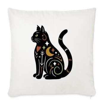 Magische Katze - Schwarz Bunt - Sofakissenbezug 45 x 45 cm - Naturweiß  - Vorne