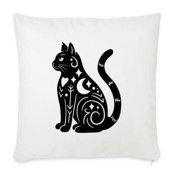 Magische Katze - Schwarz - Sofakissenbezug 45 x 45 cm - Naturweiß  - Vorne