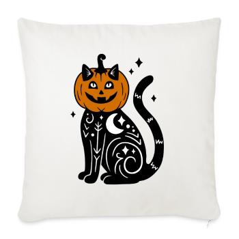 Halloween Katze Kürbiskostüm - Mit Sternen - Sofakissenbezug 45 x 45 cm - Naturweiß  - Vorne