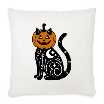 Halloween Katze Kürbiskostüm - Sofakissenbezug 45 x 45 cm - Naturweiß  - Vorne