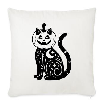 Halloween Katze Kürbiskostüm - Schwarz - Sofakissenbezug 45 x 45 cm - Naturweiß  - Vorne