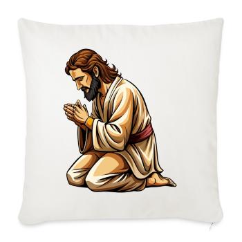 Jesus kniend und betend - Sofakissenbezug 45 x 45 cm - Naturweiß  - Vorne