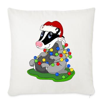 Weihnachtsdachs mit Lichterketten - Sofakissenbezug 45 x 45 cm - Naturweiß  - Vorne