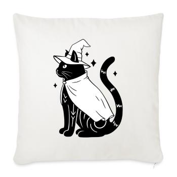 Magische Halloween Katze als Hexe - SW - Sofakissenbezug 45 x 45 cm - Naturweiß  - Vorne